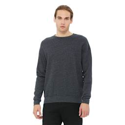Bella + Canvas Unisex Sponge Fleece Drop Shoulder Sweatshirt - Dark Grey Heather, Large - on person, front