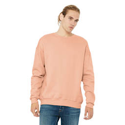 Bella + Canvas Unisex Sponge Fleece Drop Shoulder Sweatshirt - Peach, Small - on person, front