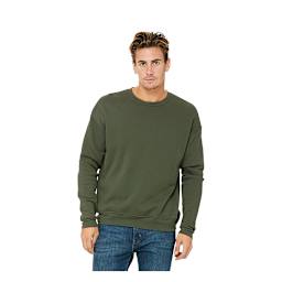 Bella + Canvas Unisex Sponge Fleece Drop Shoulder Sweatshirt - Military Green, Small - on person, front