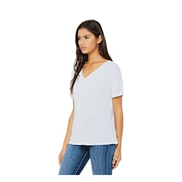 Bella + Canvas Slouchy V-neck T-shirt - White, Large