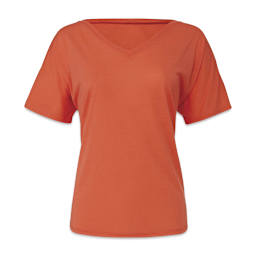 Bella + Canvas Slouchy V-neck T-shirt - Coral, Small - front