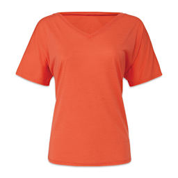 Bella Canvas Slouchy V-neck T-shirt - Front of Coral Shirt