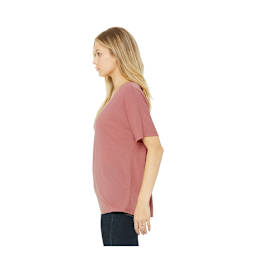 Bella + Canvas Slouchy V-neck T-shirt - Mauve, Large - on person, side