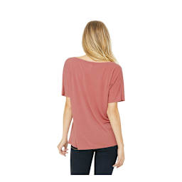 Bella + Canvas Slouchy V-neck T-shirt - Back of person wearing Mauve shirt