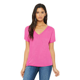 Bella Canvas Slouchy V-neck T-shirt - Person wearing Berry Shirt