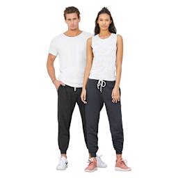 Unisex Jogger Sweatpants - Male and female standing in Navy sweatpants
