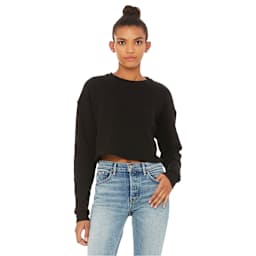 Bella Canvas Cropped Crew Fleece - Black, X-Large - on person, front