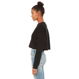 Bella Canvas Cropped Crew Fleece - Black, X-Large - on person, side