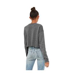 Bella Canvas Cropped Crew Fleece - Deep Heather, Medium - on person, back