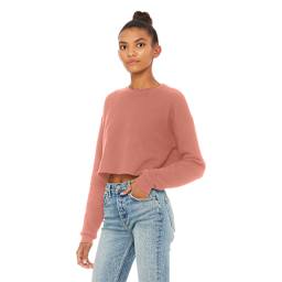 Bella Canvas Cropped Crew Fleece - Model wearing Mauve Fleece
