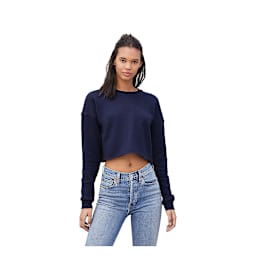 Bella Canvas Cropped Crew Fleece - Navy, Large - on person, front