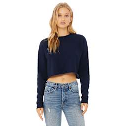 Bella Canvas Cropped Crew Fleece - Navy, X-Large - on person, front