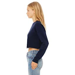 Bella Canvas Cropped Crew Fleece - Navy, X-Large - on person, side