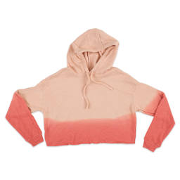 Bella Canvas Cropped Fleece Hoodie - Front view of Peach Hoodie, dipped in Bright Pink dye