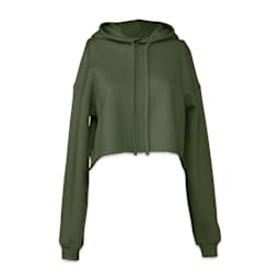 Bella Canvas Cropped Fleece Hoodie - Front view of Military Green Hoodie