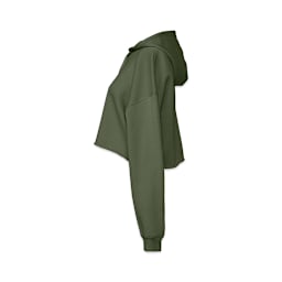 Bella + Canvas Cropped Fleece Hoodie - Military Green, Size Large - side