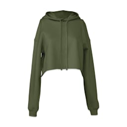 Bella + Canvas Cropped Fleece Hoodie - Military Green, Size X-Large