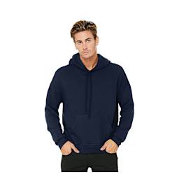 Bella + Canvas Unisex Hoodie Pullover - Navy, Small, man wearing sweater
