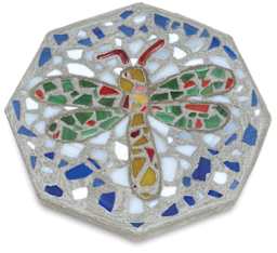 Mosaic Stepping Stone Kit - Completed dragonfly mosaic stepping stone