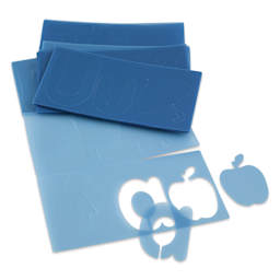 Roylco Big Alphabets and Pictures Stencils, laid out 