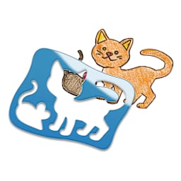 Roylco Child's First Stencils - Sample Artwork with Cat and Mouse stencil