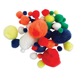 Creativity Street Pom Pons Assortments - Bright Hues, 1/4" to 2", Pkg of 100, out of the packaging