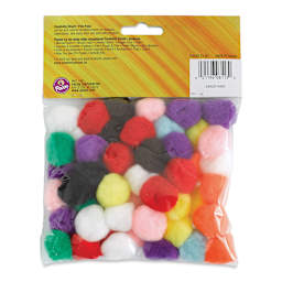 Creativity Street Pom Pons Assortments - Bright Hues, 1", Pkg of 50, back of the packaging