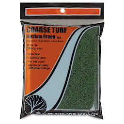 Woodland Scenics Model Scenery - Front of package of Coarse Turf in Medium Green