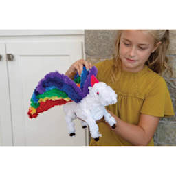 Creativity Street Super Colossal Stems - Assorted Colors, Pkg of 24 - finished rainbow pegasus example, in hand