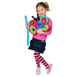 Creativity Street Super Colossal Stems - Assorted Colors, Pkg of 24 - child holding finished butterfly example