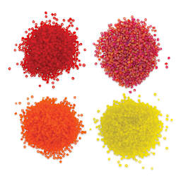 Jillibean Soup Seed Beads Packs, warm colors, Pkg of 4, outside of packaging. 