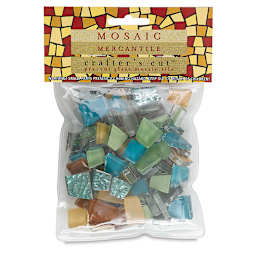 Crafter's Cut Pre-Cut Glass Mosaic Tiles - Front of hanging package of Safari Tile Assortment