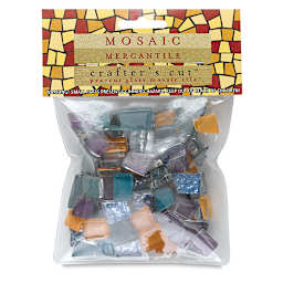 Crafter's Cut Pre-Cut Glass Mosaic Tiles - Front of hanging package of Mardi Gras Tile Assortment