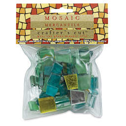 Crafter's Cut Pre-Cut Glass Mosaic Tiles - Front of hanging package of Solstice Tile Assortment