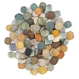 Mosaic Mercantile Glass Pebble Tiles - Pile of Metallic Mix Pebbles shown