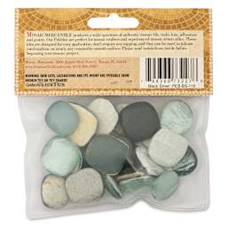 Mosaic Mercantile Glass Pebble Tiles - Black Silver, 4 oz, back of packaging