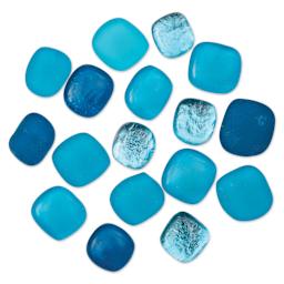 Mosaic Mercantile Glass Pebble Tiles - Aqua, 4 oz, out of packaging