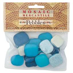 Mosaic Mercantile Glass Pebble Tiles - Aqua, 4 oz, front of packaging
