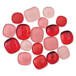 Mosaic Mercantile Glass Pebble Tiles - Red, 4 oz, out of packaging