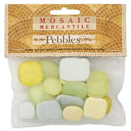 Mosaic Mercantile Glass Pebble Tiles - Yellow, 4 oz, front of packaging