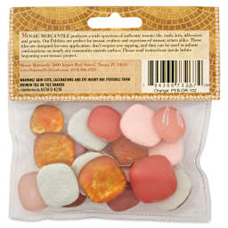 Mosaic Mercantile Glass Pebble Tiles - Orange, 4 oz, back of packaging