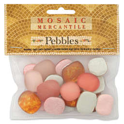 Mosaic Mercantile Glass Pebble Tiles - Orange, 4 oz, front of packaging