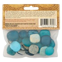 Mosaic Mercantile Glass Pebble Tiles - Turquoise, 4 oz, back of packaging