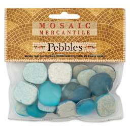 Mosaic Mercantile Glass Pebble Tiles - Turquoise, 4 oz, front of packaging
