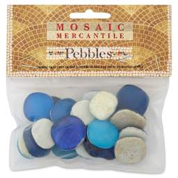 Mosaic Mercantile Glass Pebble Tiles - Ocean Blue, 4 oz, front of packaging