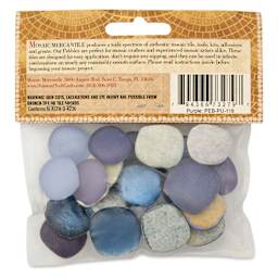 Mosaic Mercantile Glass Pebble Tiles - Purple, 4 oz, back of packaging