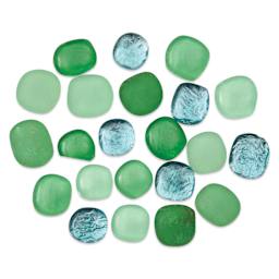 Mosaic Mercantile Glass Pebble Tiles - Grass, 4 oz, out of packaging