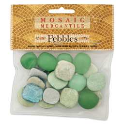Mosaic Mercantile Glass Pebble Tiles - Grass, 4 oz, front of packaging