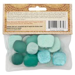 Mosaic Mercantile Glass Pebble Tiles - Emerald, 4 oz, back of packaging
