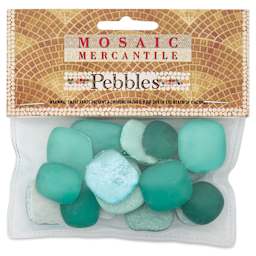 Mosaic Mercantile Glass Pebble Tiles - Emerald, 4 oz, front of packaging